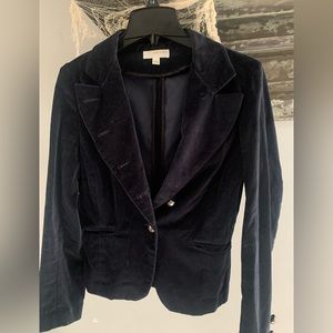Kenar Navy Blue Velvet Blazer